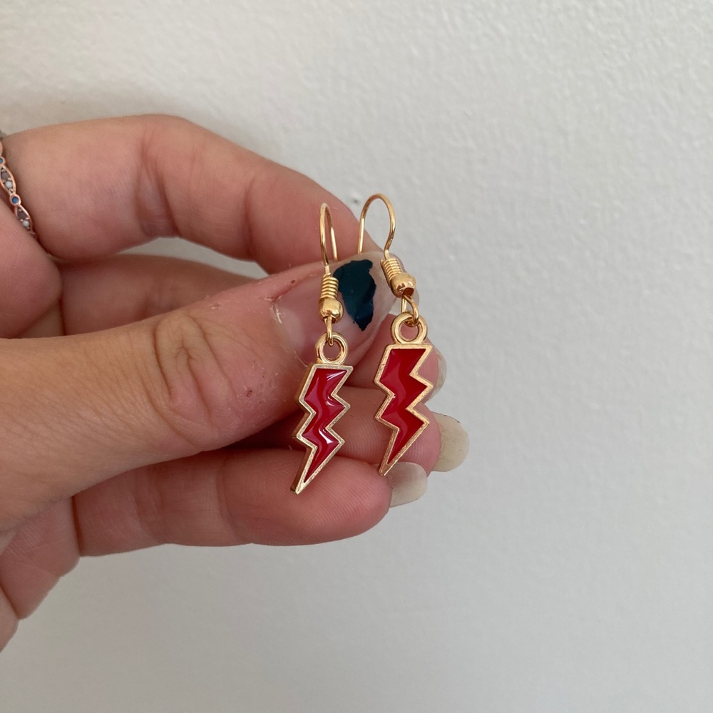red lightning bolt earrings